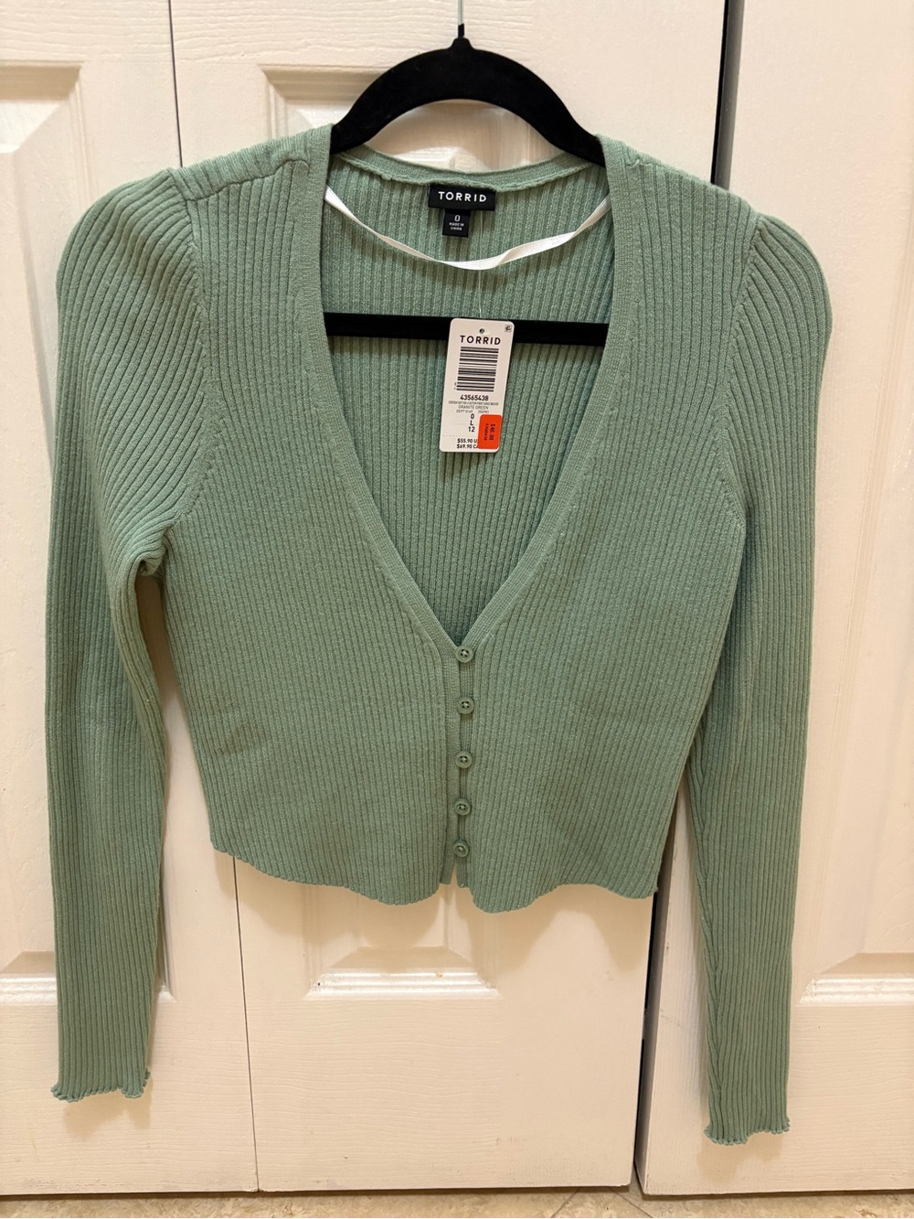 torrid Sage Green Ribbed V-Neck Button-Up Cardigan